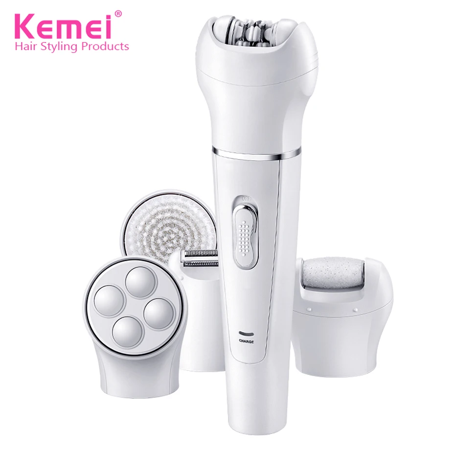 

Kemei 5 in 1 Women Shaver Painless Hair Removal Epilator Shaving Machine Face Beard Eyebrow Nose Trimmer Body Electric Razor