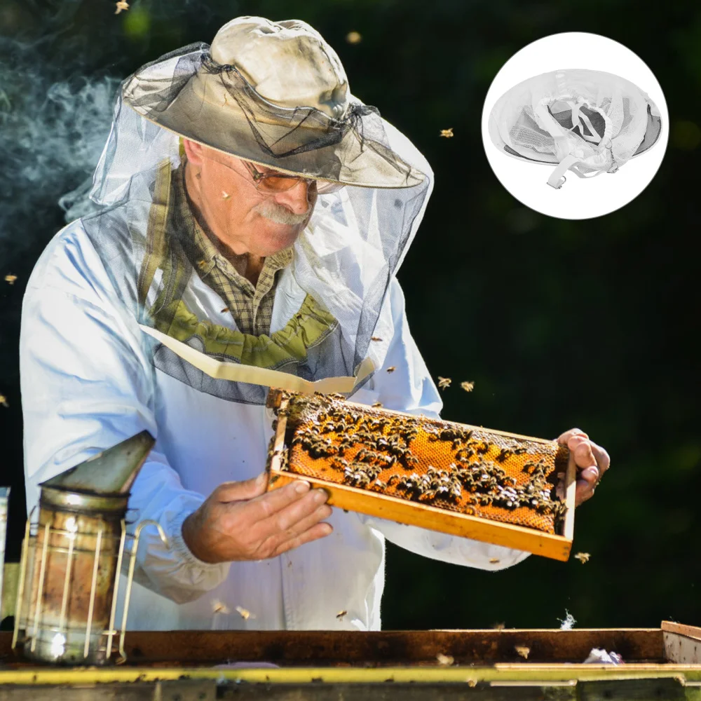 

1pc Outdoor Garden Cap Face Protective Hat for Beekeeping (White)