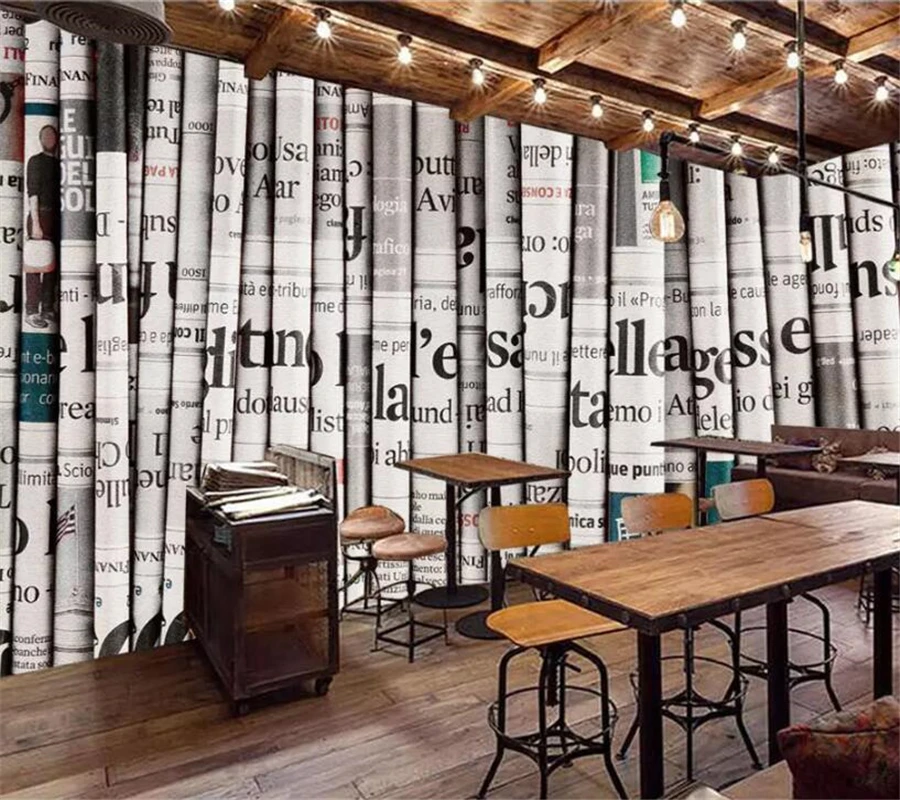 Обои 3D под заказ фотообои в стиле ретро газета гостиная ресторан задний фон