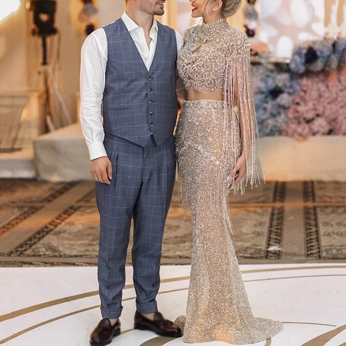 Роскошное платье из двух частей для выпускного вечера роскошное длинное цвета