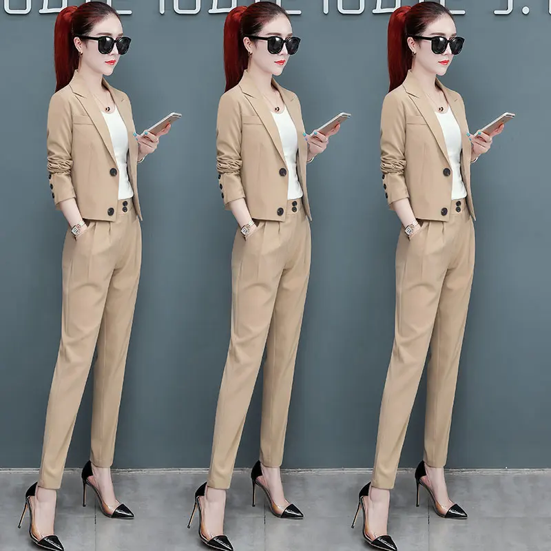 

Женский профессиональный костюм, повседневная Осенняя Женская Новая мода из двух частей, Осенний темпераментный маленький аромат, осень-ве...