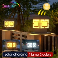 solar post lights outdoor fence post cap light solar powered caps for deck patio warm white high brightness smd led lighting