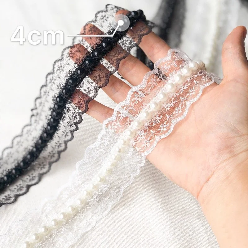 

2 Yards Lace embellished with beaded three-dimensional lace accessories DIY wedding dress decoration accessories