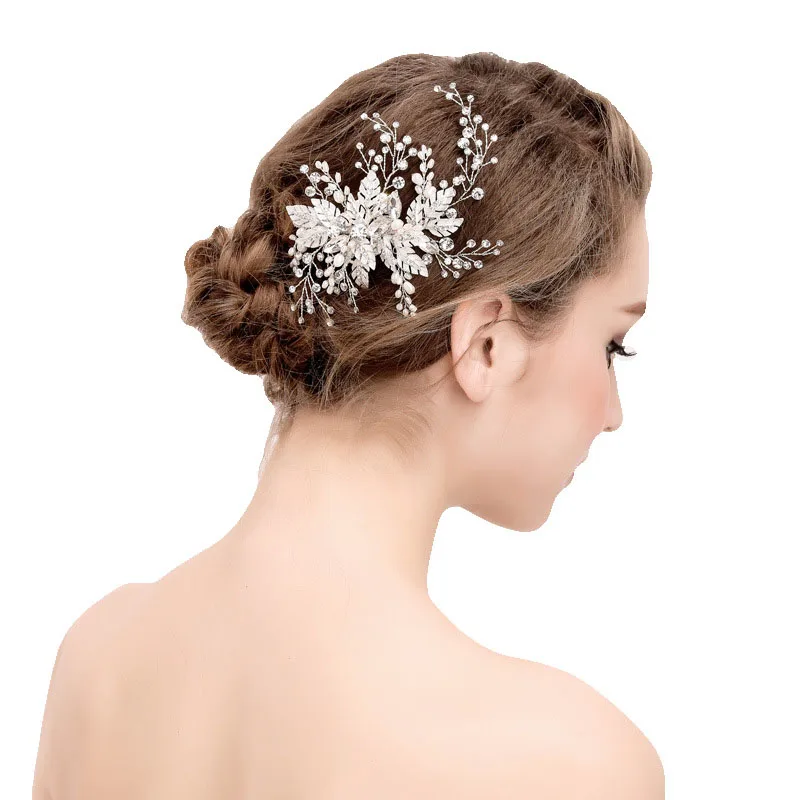 Серебряный зажим для волос с пресноводным жемчугом и цветком | Украшения