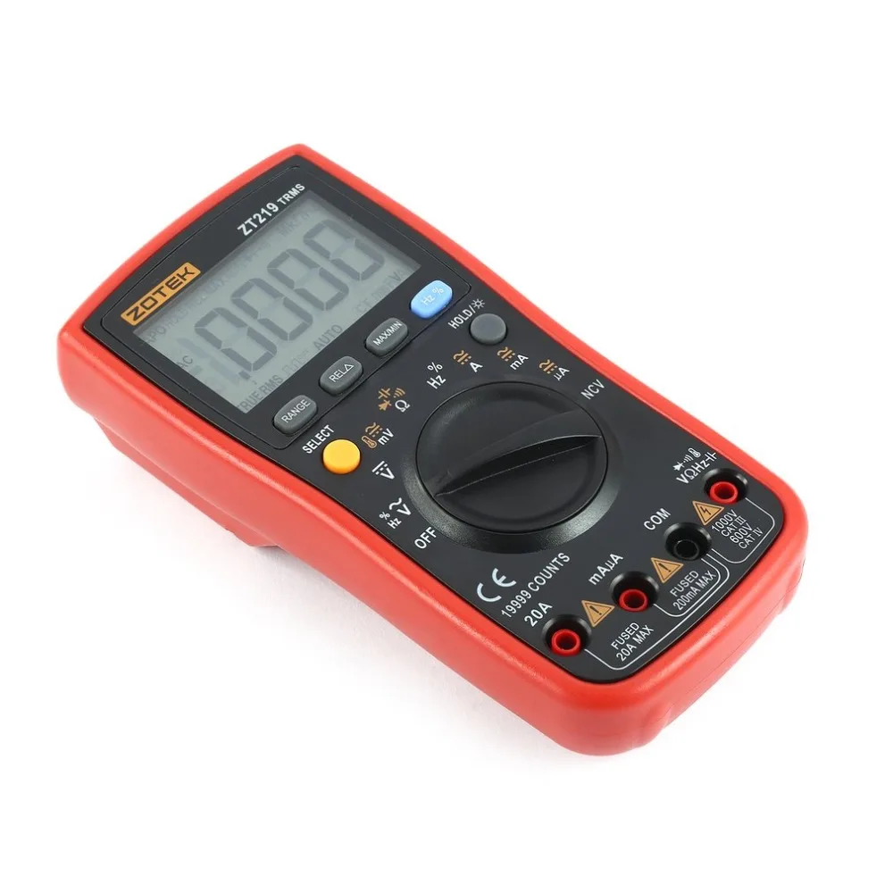 ZOTEK ZT219 19999 отсчетов True-RMS Авто Диапазон Цифровой мультиметр AC/DC Напряжение Ток вольтметр Омметр диодный метр
