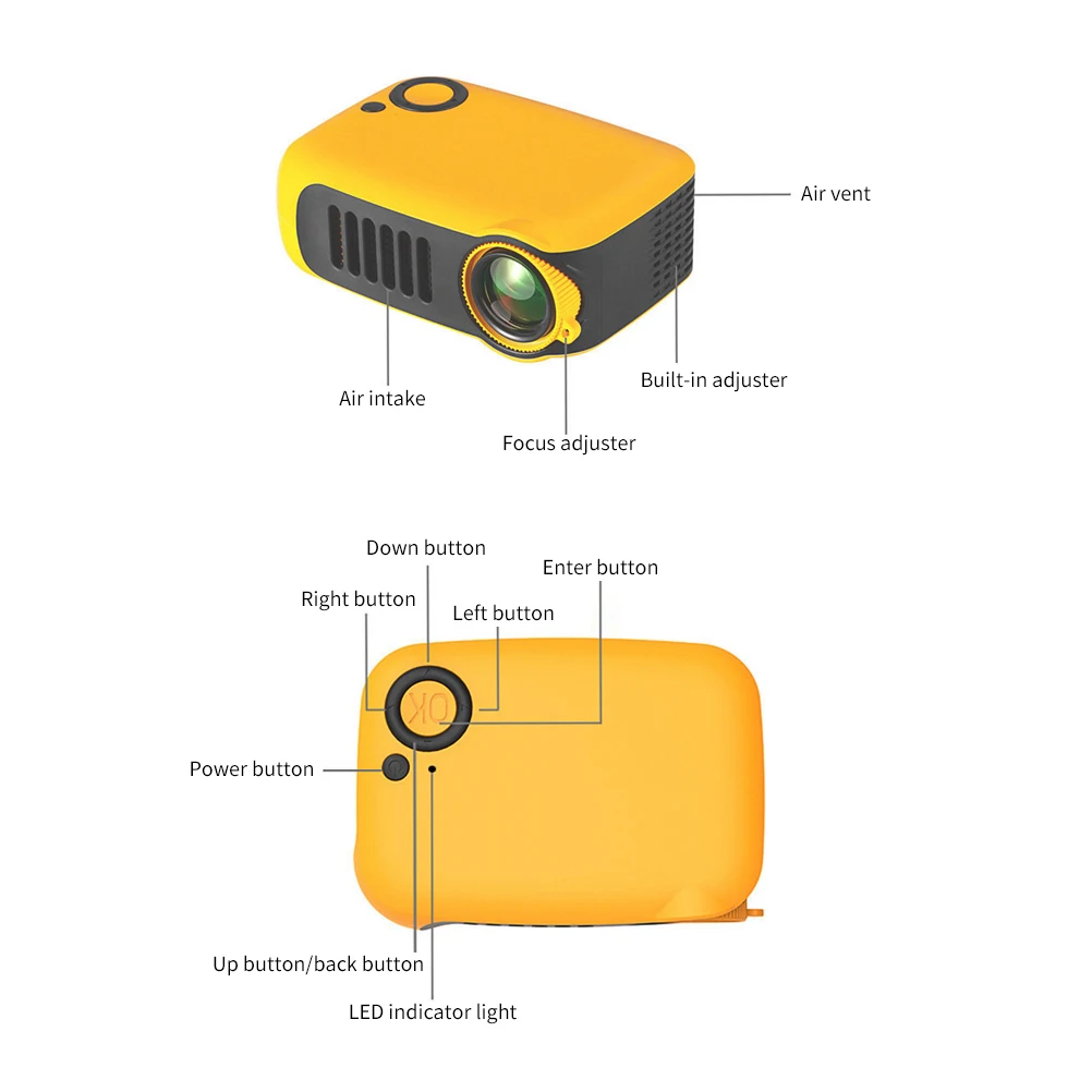 Mini Video Projector 320*240P Media Video player Supports 1080P LCD 50000 Hours Lamp Life Home Theater Beamer Proyector EU Plug