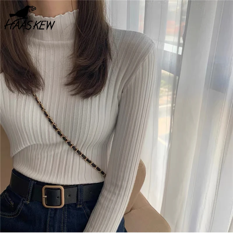 

HAASKEW winter clothes Knitted woman sweaters Pullovers spring Autumn Basic women's jumper Slim women's All-match sweater