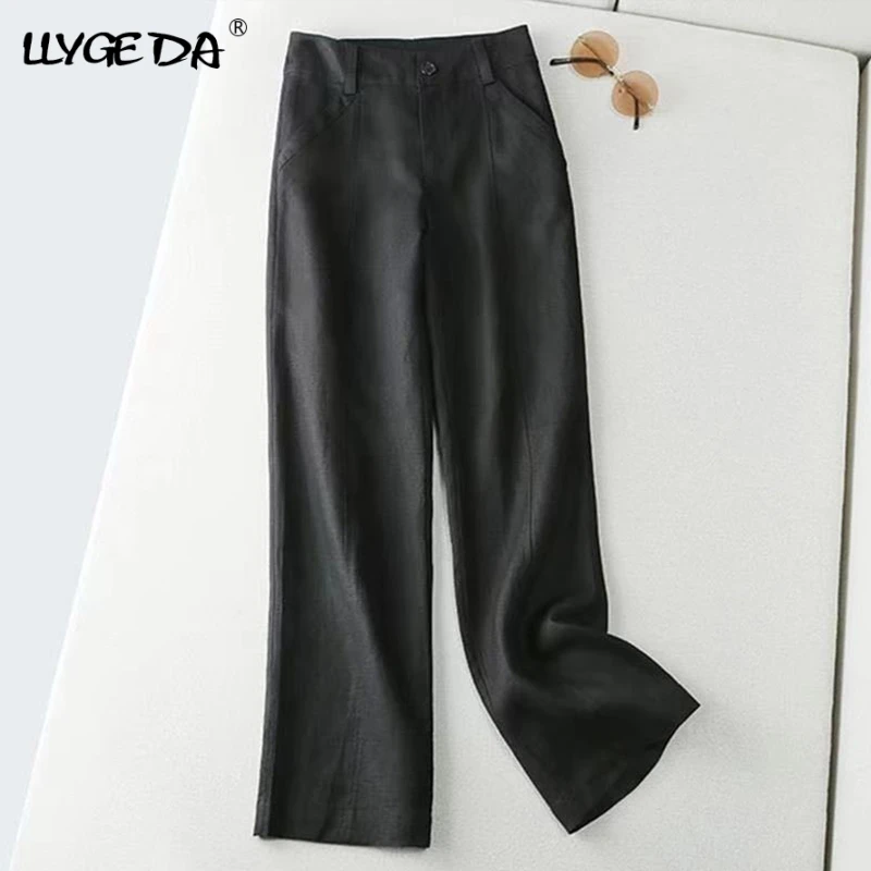 Cotton Linen Straight-leg Pants For Women Loose Casual Women's Pant 2021 Summer Autumn Low Price Promotion Trousers Female | Женская