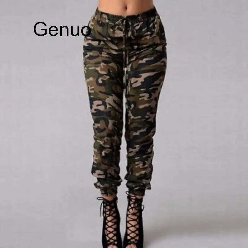 Брюки женские камуфляжные с завышенной талией, облегающие камуфляжные джоггеры с поясом, армейские спортивные штаны, уличные женские брюки