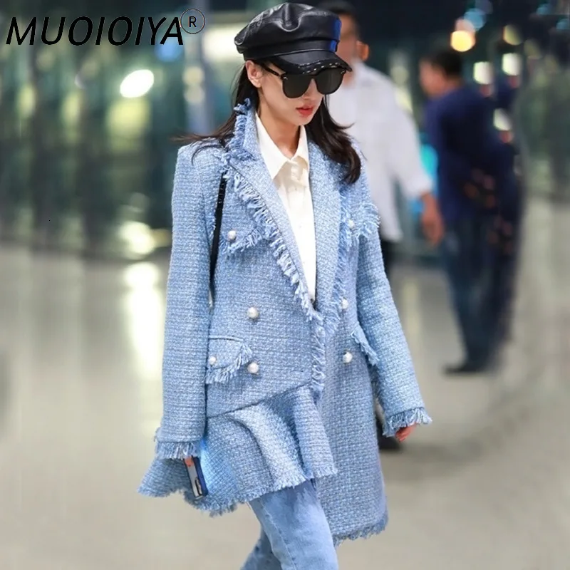 

2022 New Spring Sweet Full Sleeve Double Breasted Tweed Wool jacket Women Korean Loose Trends Slim Female Woolen Coat Outwear