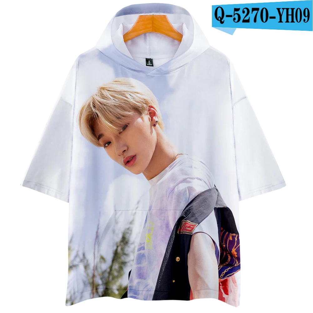 ATEEZ 3D Футболка с принтом женская мода Harajuku Повседневная Хип Хоп короткий рукав Kawaii Популярная 3D футболка с капюшоном XXS-4XL - Цвет: 4