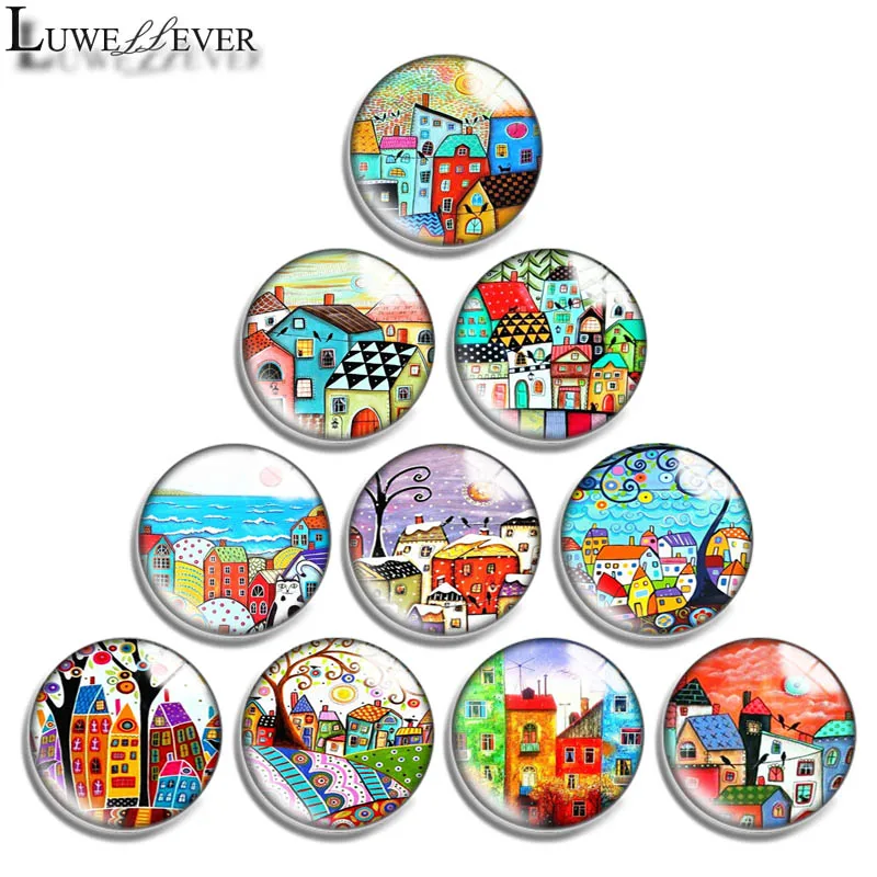 

12mm 14mm 16mm 20mm 25mm 30mm 676 Painting Mix Round Glass Cabochon Jewelry Finding 18mm Snap Button Charm Bracelet