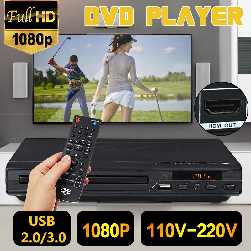 

Home 1080P Full HD DVD Player USB Multimedia Digital DVD Player TV Support HDMI-compatible USB2.0/3.0 CD SVCD VCD MP3 MP4 Video
