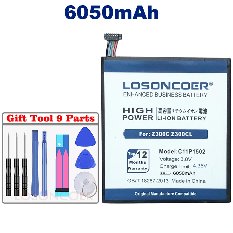 LOSONCOER 6050 мА/ч, C11P1502 высокое качество Батарея для ASUS ZenPad 10 Z300CL Z300M Z300C Z300CG P01T P023 10,1 батареи