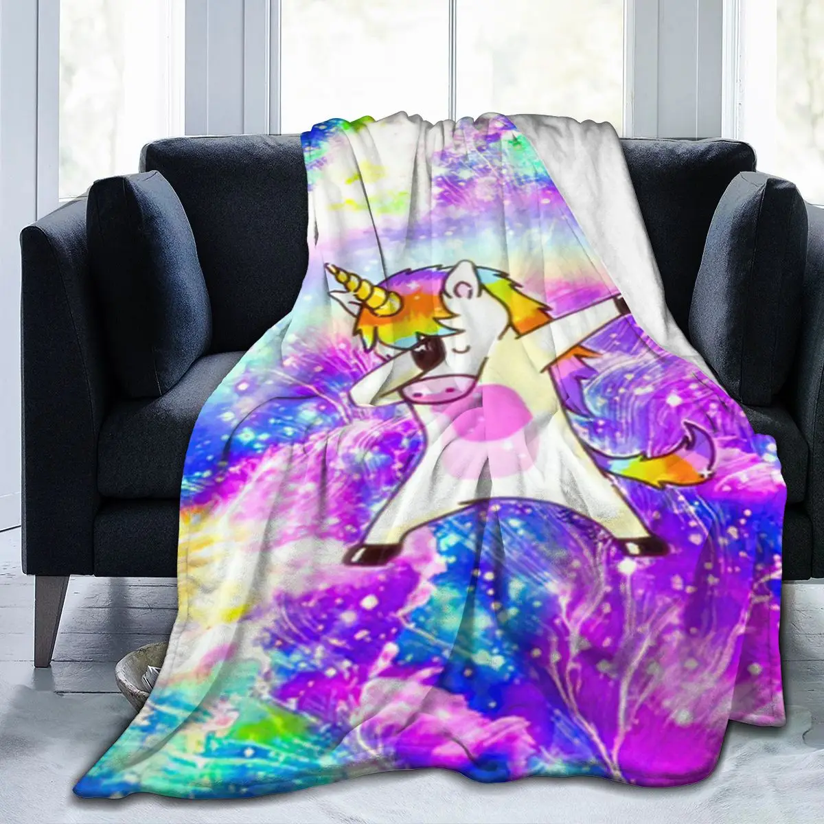 

Одеяло с объемным мультяшным изображением единорога, шерпа, теплое сверхмягкое Фланелевое офисное покрывало для сна, диванное постельное б...