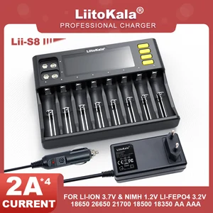 liitokala lii s8 lcd battery charger li ion 3 7v nimh 1 2v li fepo4 3 2v imr 3 8v for 18650 26650 21700 26700 18350 aa aaa 9v free global shipping