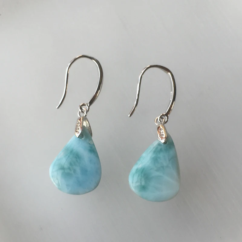 CSJ натуральный синий Larimar высокое качество маленькие звездочки серьги из