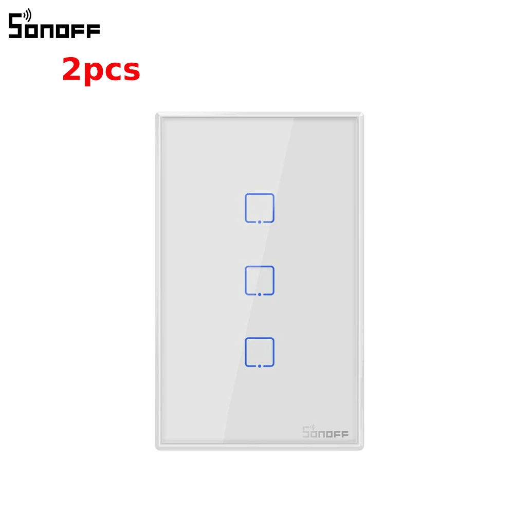 2 pcs 2 шт. SONOFF T2 USTX 3 банды умный настенный светильник переключатель голоса/eWelink/сенсорное управление Wifi умный базовый таймер с Alexa Google Home - Комплект: 2 pcs