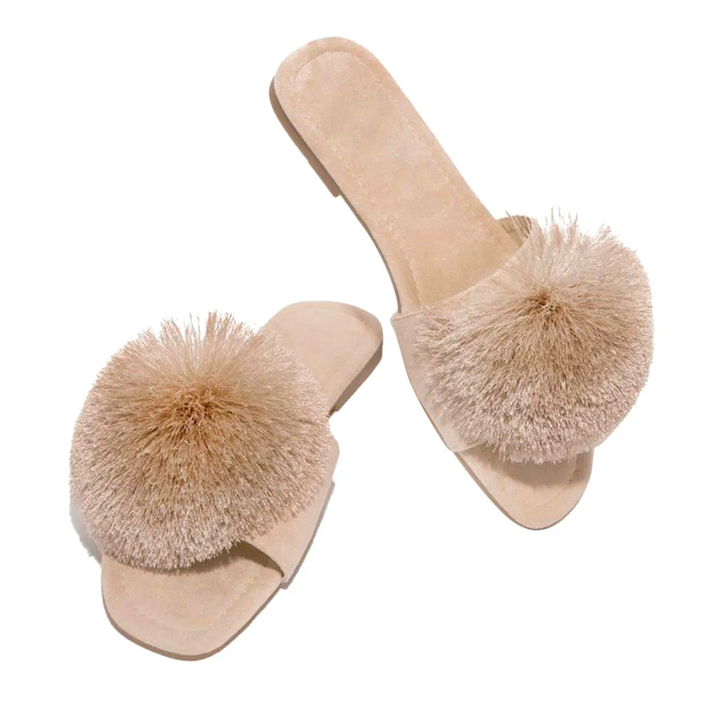 Женские меховые шлепанцы Натуральным лисьим мехом без задника с открытыми