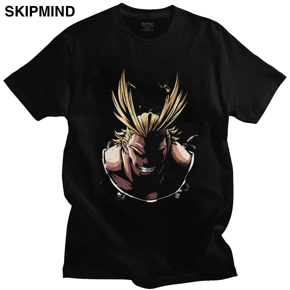 

Великолепная футболка для взрослых с японской мангой All Might, Мужская хлопковая футболка с коротким рукавом и круглым вырезом, летняя футболк...
