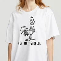 women summer t shirt short sleeve chickens graphic print casual fashion female clothing white top tees for girls woman clothing