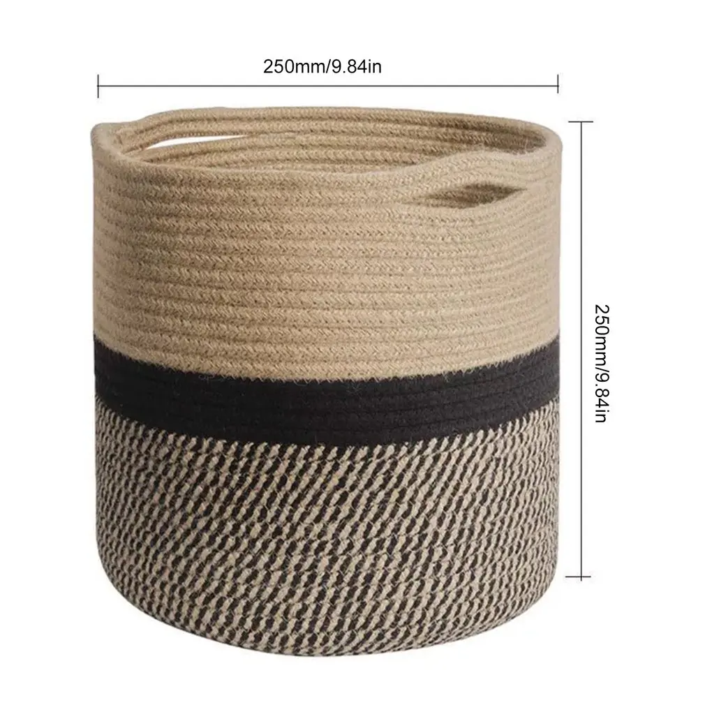 

Hand-woven Storage Basket Cotton Rope Art Storage Bucket Simple Desktop Container Home Decoration Garden Flower Pot Planter