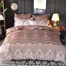 Simple Luxury King Size Bedding Sets Floral Jacquard Printed Bed Linen Duvet Cover Set Quilt Covers Bedclothes (No Bed Sheet)