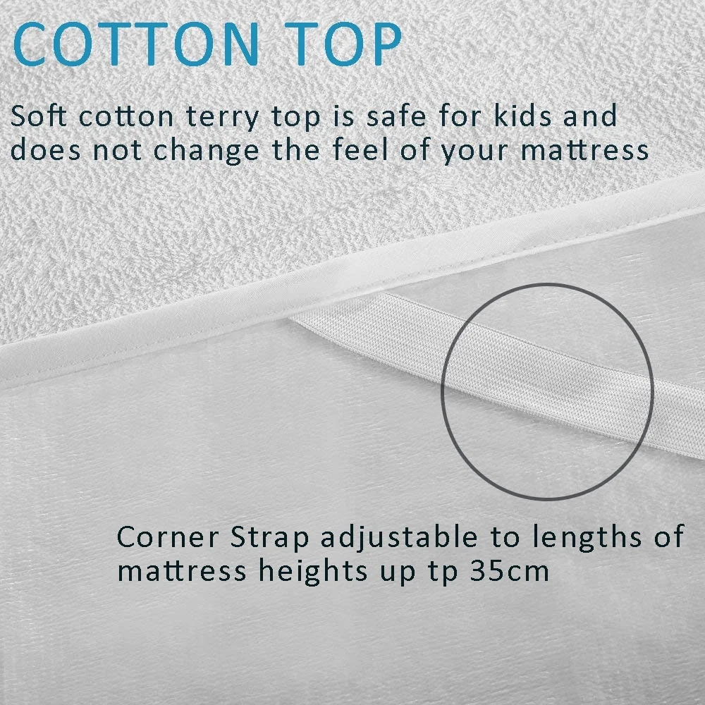 

Cotton Terry Matress Cover 100% Waterproof Mattress Protector Bed Bug Proof Dust Mite Pad For