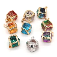 natural semi precious stone pendant crystal water purifying mineral gemstone square jewelry for making diy necklace accessories
