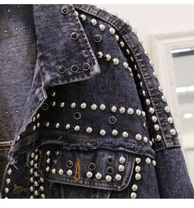 Куртка женская джинсовая с отложным воротником повседневная Короткая свободная