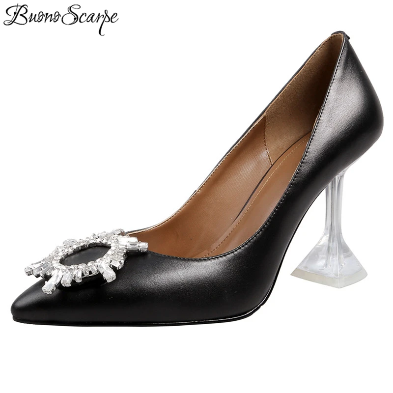 

Туфли-лодочки на каблуке со стразами; Женские туфли на необычном высоком каблуке с кристаллами; Туфли-лодочки на прозрачном каблуке; Женски...