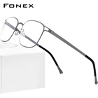 FONEX Мужская оправа для очков, квадратная оправа для очков для коррекции близорукости, модель F020 в Корейском стиле, сплав оправа для очков, 2021