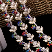 cusack 1 yard 2 5 cm pearl crystal rhinestone trim chain for wedding dress applique sewing on hair accessories silver gold