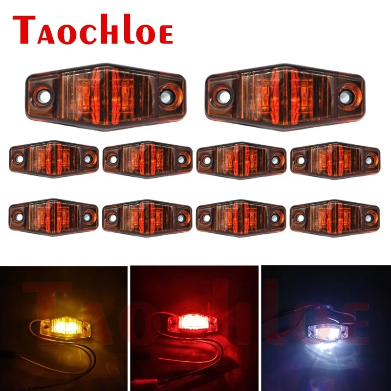 10Pcs 12V 24V LED Side Marker Lights For Truck Trailer Lorry Car Front Rear Bumper Decorating Light Fog Lamps Red White Amber