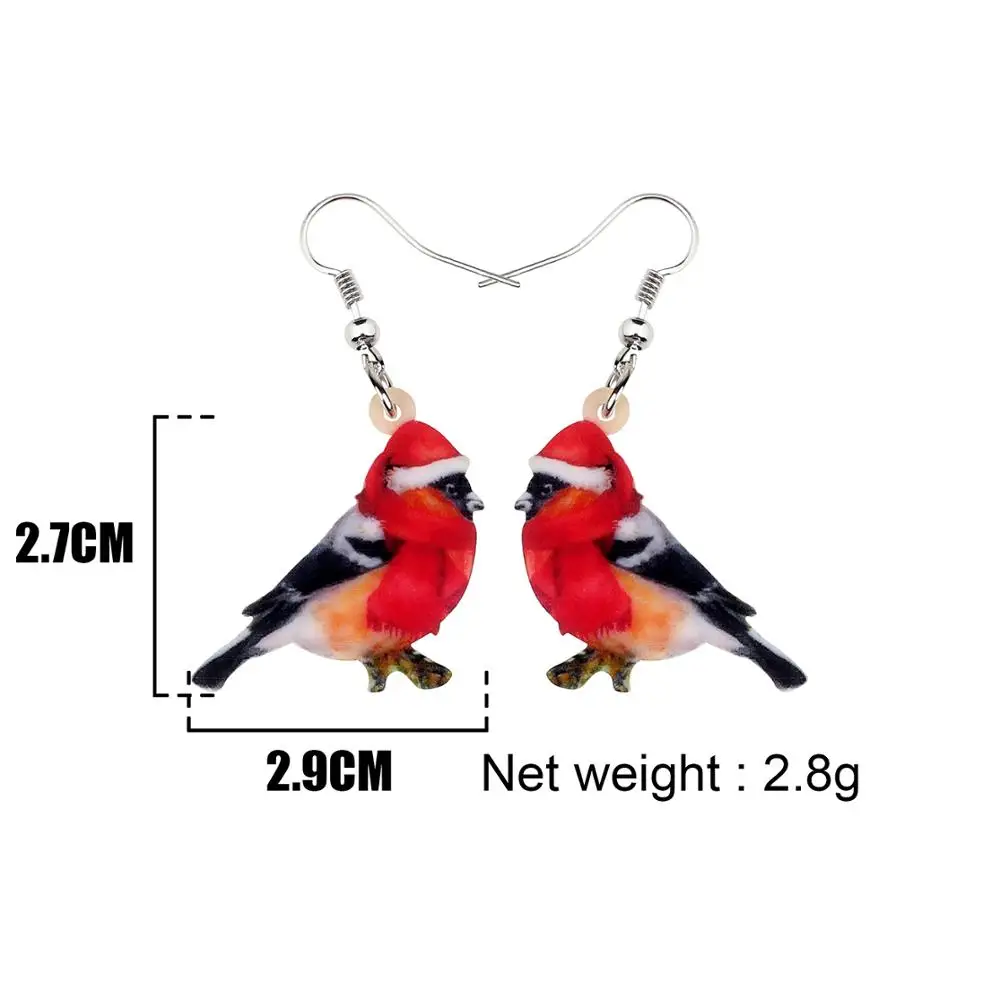 Bonsny акриловые Рождественский милый шарф птица серьги-подвески в форме капли