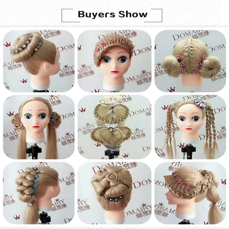 Qoxi Professional cartoon training heads with long thick hairs practice Hairdressing mannequin dolls Styling maniqui for sale
