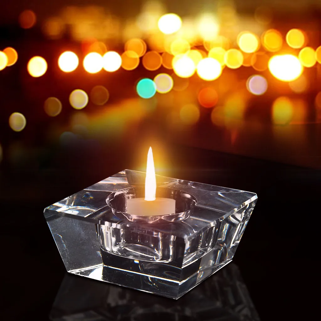 Прозрачный Ясный Кристальный стеклянный подсвечник чай светильник стенд