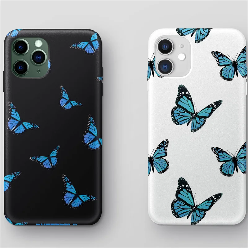 

2021Cartoon Mini Butterfly Phone Case For iPhone 11 Pro Max X XR XS Max 12 Mini 7 8 Plus Soft Silicone Back Cover