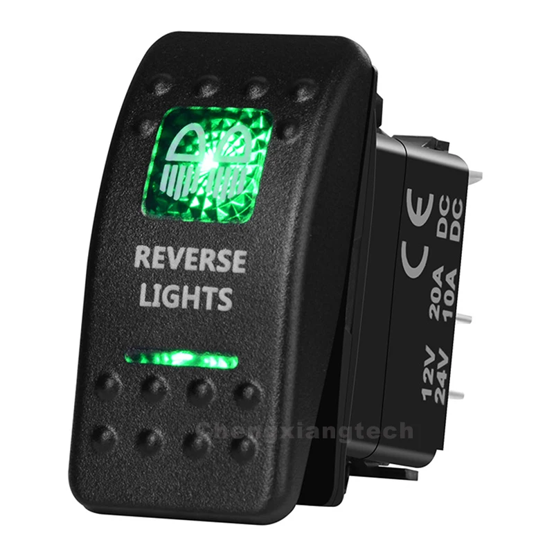 

REVERSE LIGHTS 5 Pin On Off Green Led Backlit Rocker Switch for Car Boat Truck 12v 24v SPST Carling Contura Rocker Switch