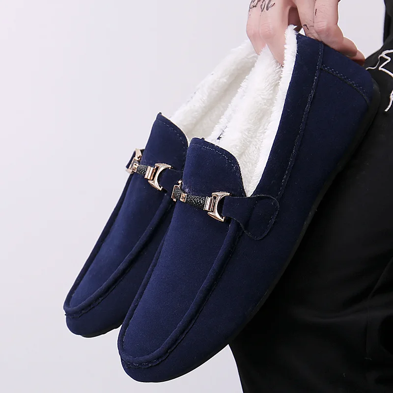 blue cotton Новые модные мужские лоферы; Повседневная обувь; мокасины; сезон весна-осень; мягкие мужские лоферы из флока; дышащая обувь на плоской подошве; zapatos hombre - Цвет: blue cotton