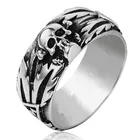Мужское кольцо в готическом ретро стиле с молнией и логотипом, кольцо с черепом, подарок для мальчика, рождественский подарок