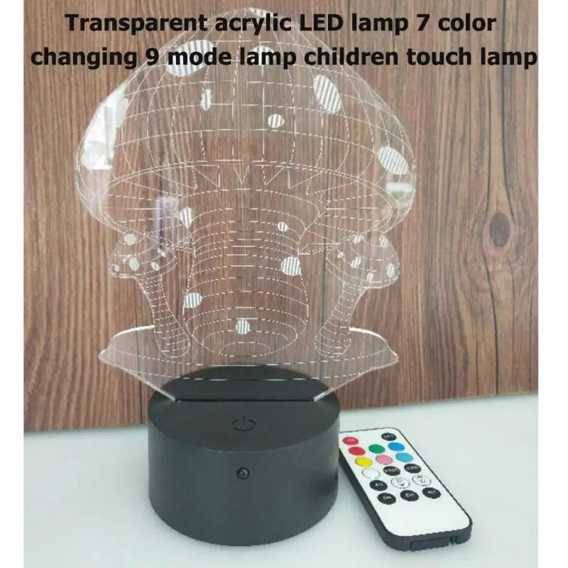 Акриловые лотоса 3D светодиодный в форме гриба Ночной светильник 7 цветов