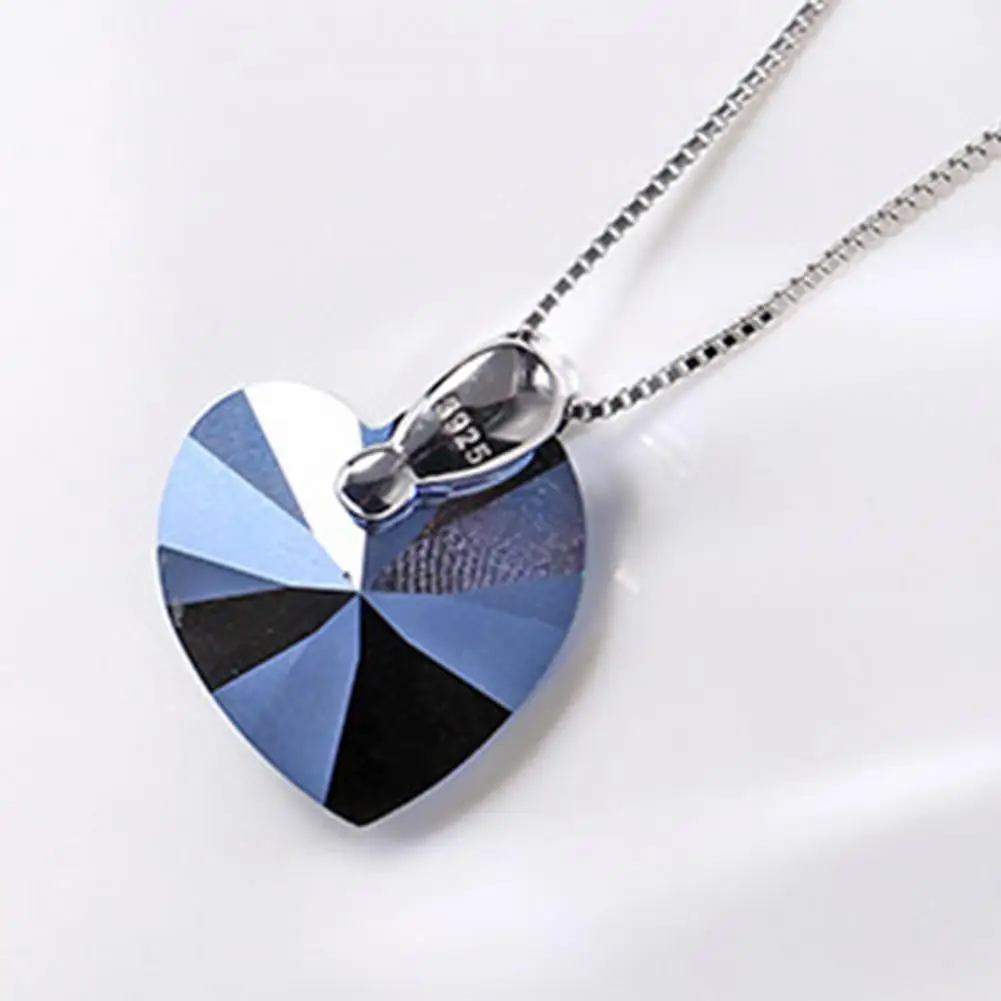 

Simple Shiny All-matched Blue Heart Dangle Earring Necklace Pendant Fashion Jewelry New 2021 Women for Wedding