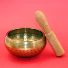 Новая медная позолоченная Поющая чаша для йоги диаметром 8 см, чакра для медитации