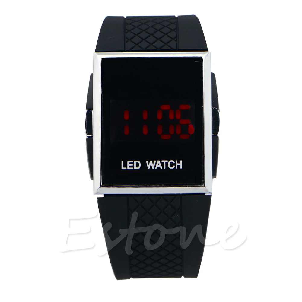 

X7AF Fashion LED Digital Red Color Display Black Day Date Mens Boys Wrist Watch
