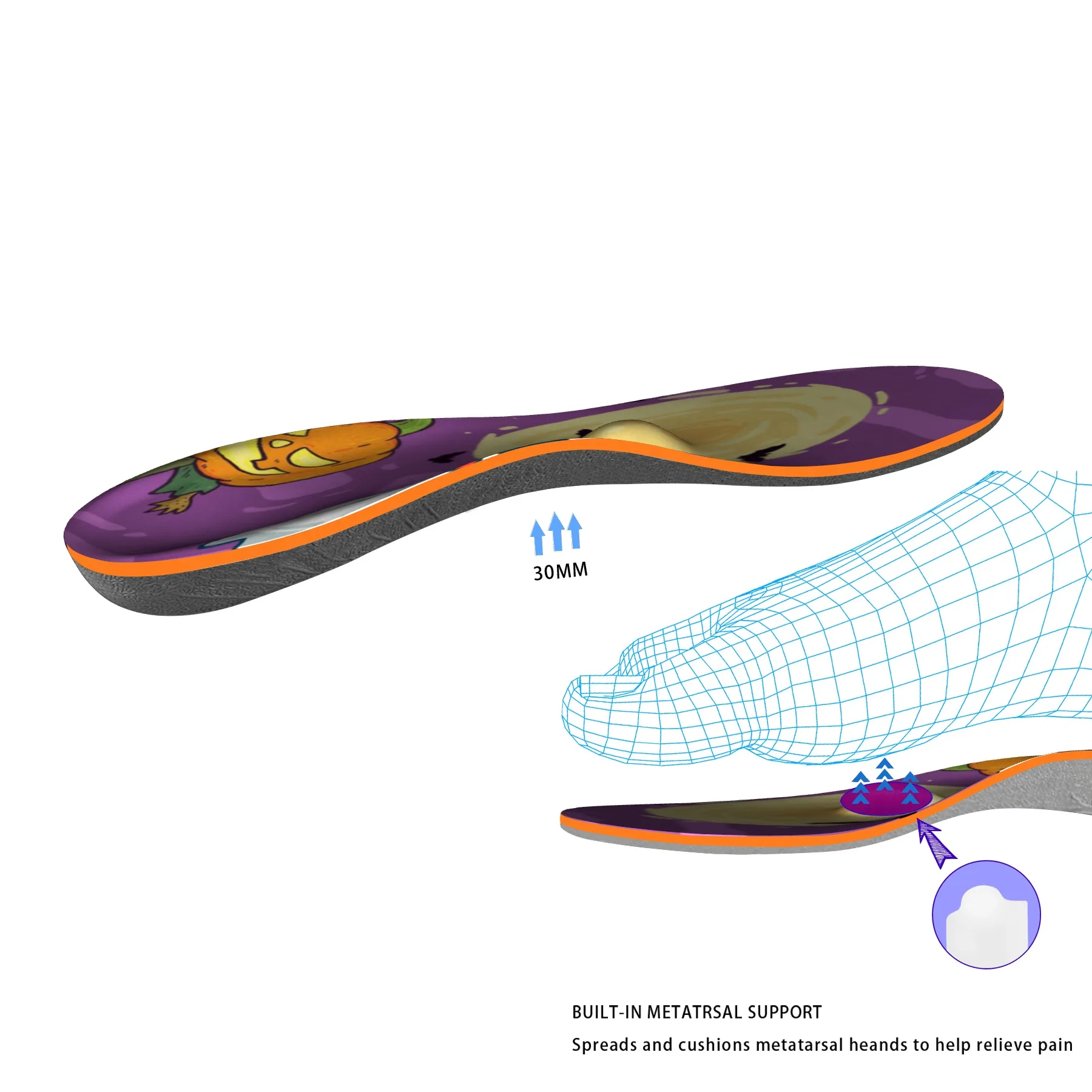 Ортопедические стельки с подогревом для подогрева плоскостопия подошва