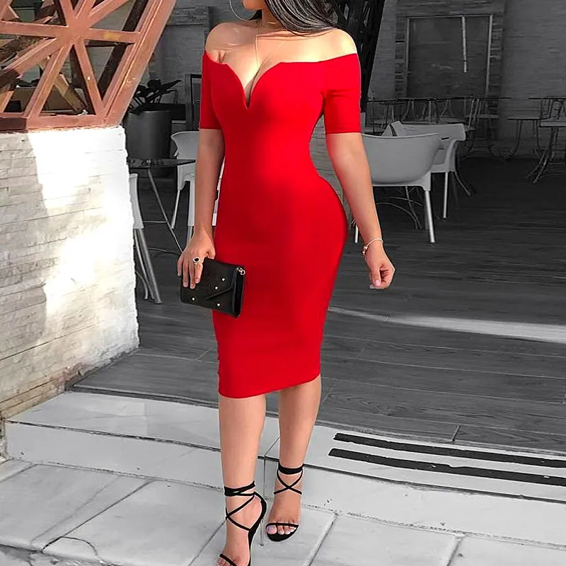 Летнее платье 2019 Новое сексуальное Глубокий v-образный вырез с открытыми плечами