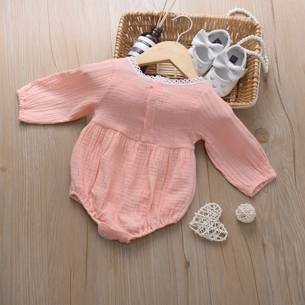 2019 осенний Детский костюм для девочек детский кружевной комбинезон с длинным