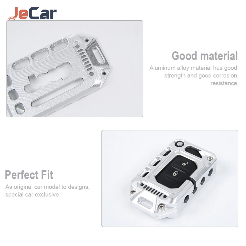 

Aluminum Alloy Car Remote Control Keychain Shell Protective Cover Key Cover Shell For Jeep Wrangler JL 2018 up Key Protector