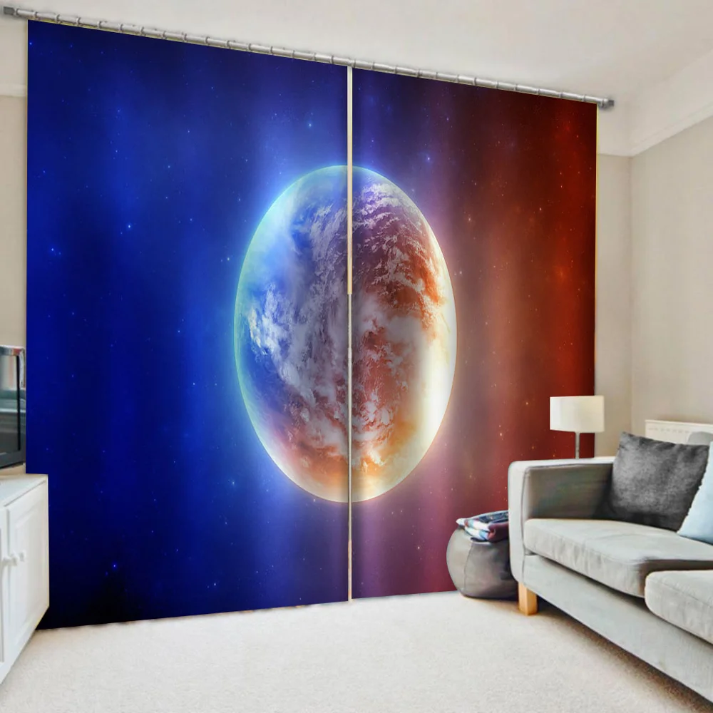 

Blackout Curtain Printing Planet Curtains For Living Room Bedroom Luxury Room Drapes Window Treatment Hotel Cortinas